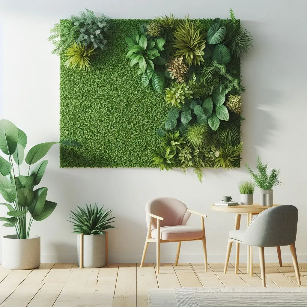 los muros verdes, son un recubrimiento decorativo sintetico para pared, ya sea exterior o interior, el cual es fabricado de plasticos y aislantes termicos que lo protegen de los rayos uv