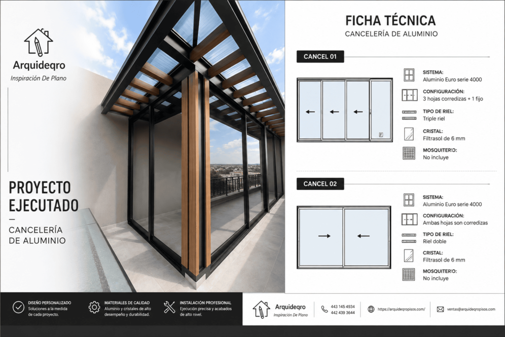 la canceleria corrediza para cerrar una terraza permite crear una separación fisica mediante grandes superficies acristaladas y hojas que se desplazan lateralmente, manteniendo una relacion visual directa entre el interior y el exterior.